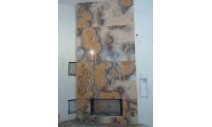 Камины из мрамора - Облицовка ониксом Миеле со светодиодной подсветкой